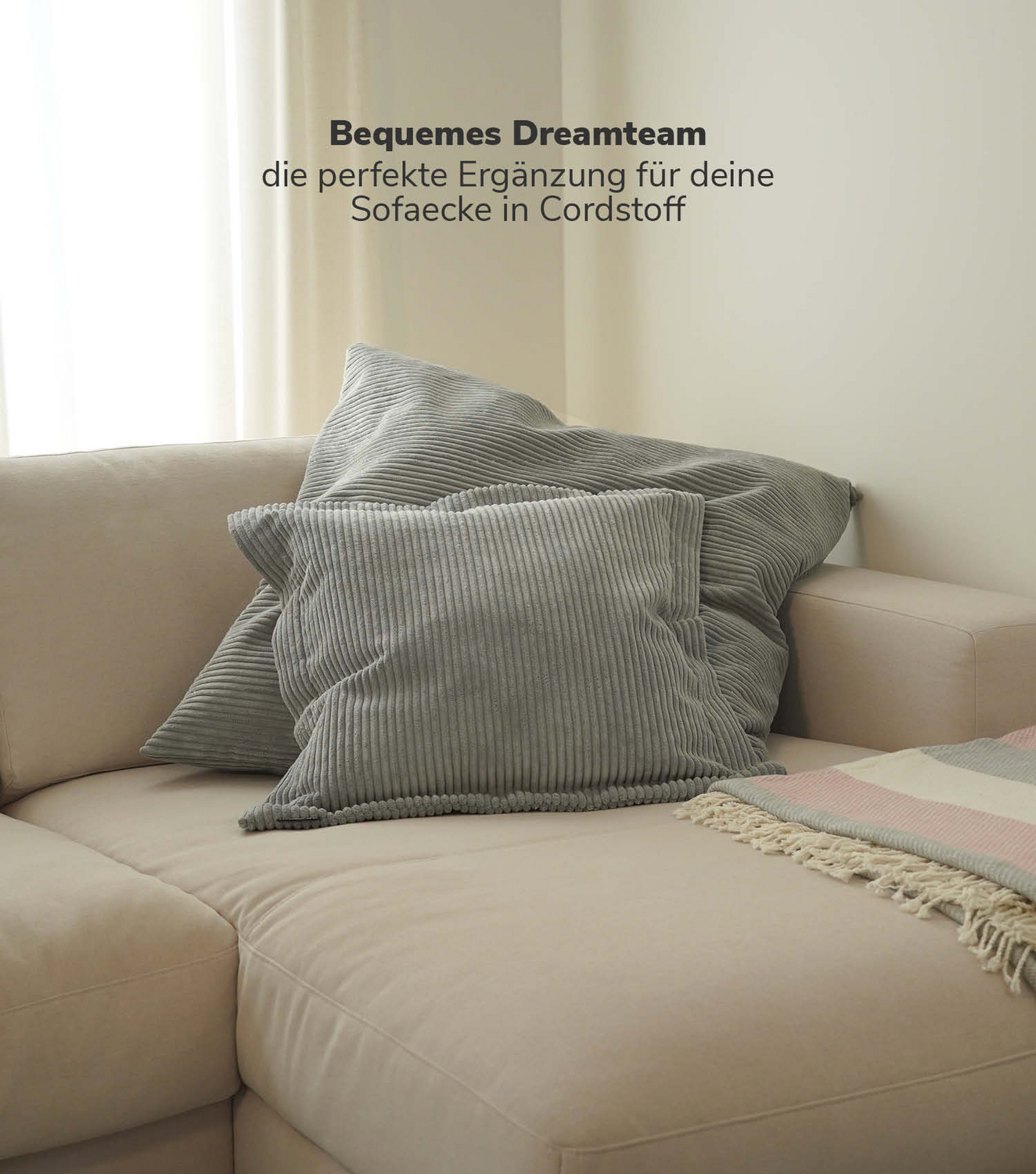 B-Ware Mokebo Sofakissen Kissen Jumbokissen Cordbezug Xxl Kissen Taupe 90x90x10 Cm