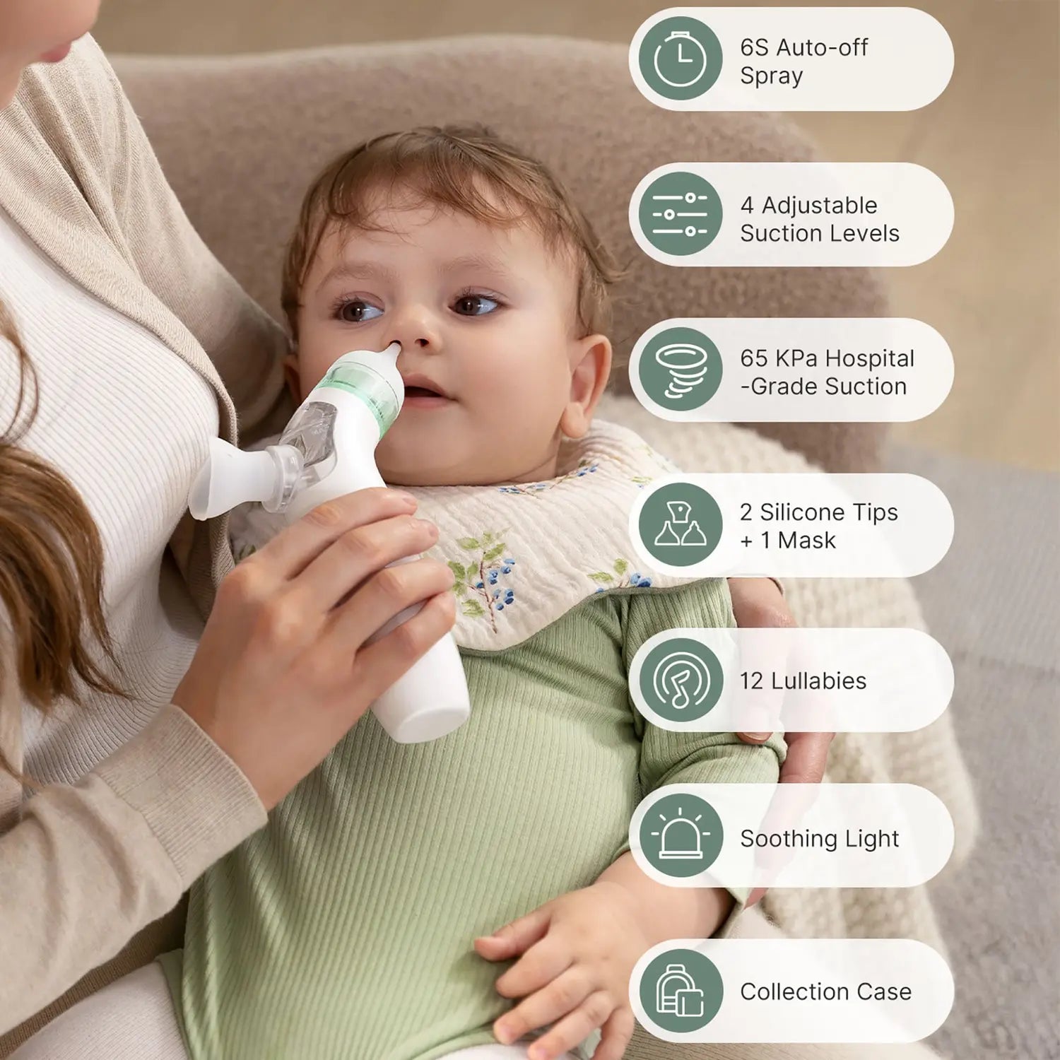 B-Ware Momcozy Nasensauger Nasensauger Inhalator 2in1 Silikonaufsatz Baby Zubehör