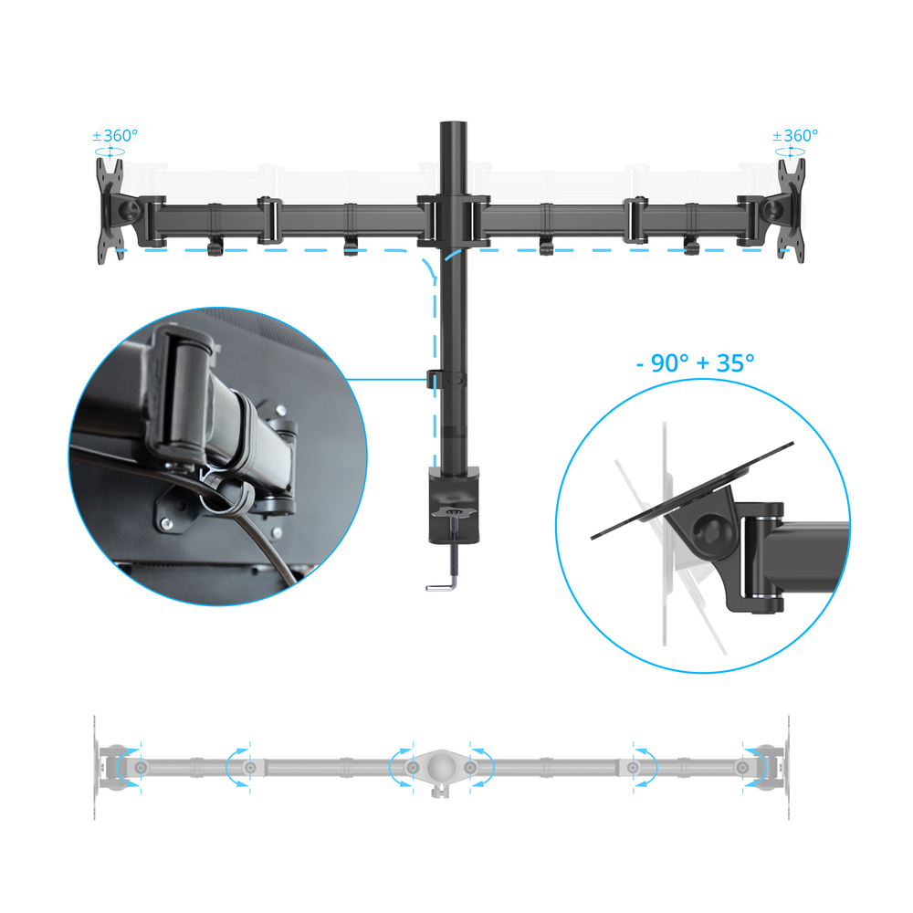 B-Ware Hjh Office Monitorhalterung Halterung Monitor 2 Monitore 13 27 Zoll Schwarz - 4251084676483