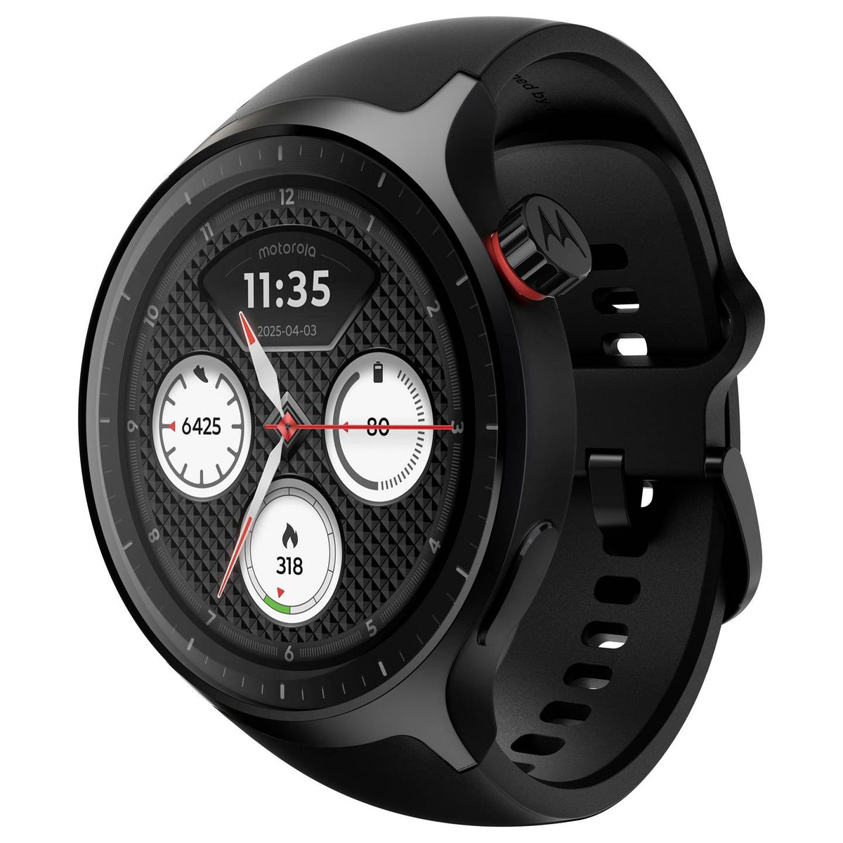 Motorola Smartwatch Uhr Moto Watch Basic Schwarz Silikonarmband AlwaysOn Display - 0840493615073