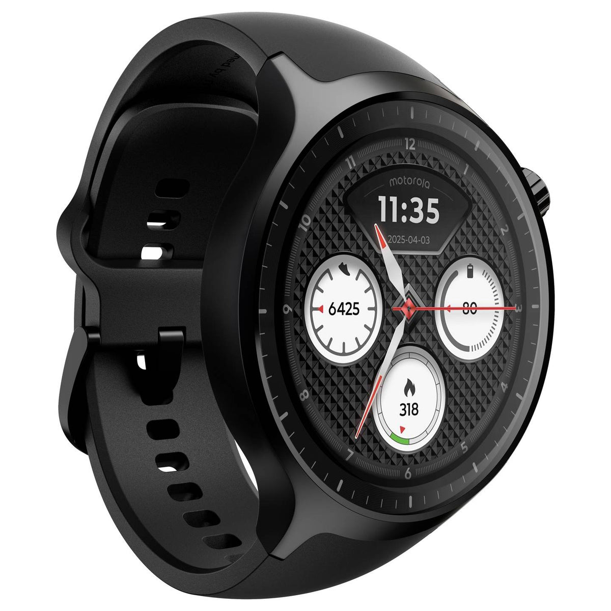 Motorola Smartwatch Uhr Moto Watch Basic Schwarz Silikonarmband AlwaysOn Display - 0840493615073