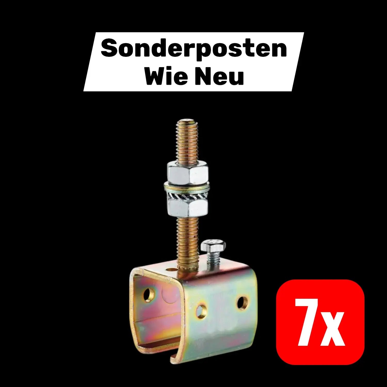 B-Ware Helm Muffe Anschlussstück Schienenhalter Höhenverstellbar Verzinkt Gelb 7 Stück - 4041518006555