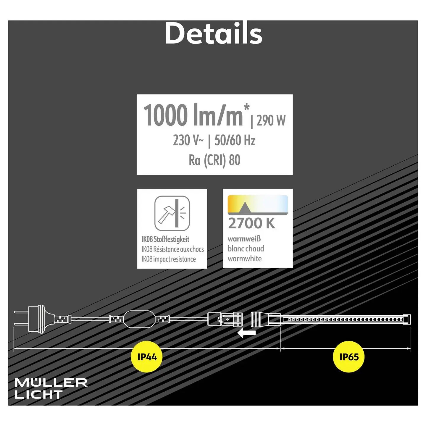 B-Ware Müller Licht Led Streifen Band Power Stripe Warmweiß Flexibel Innen Außen 25 M - 4018412702111