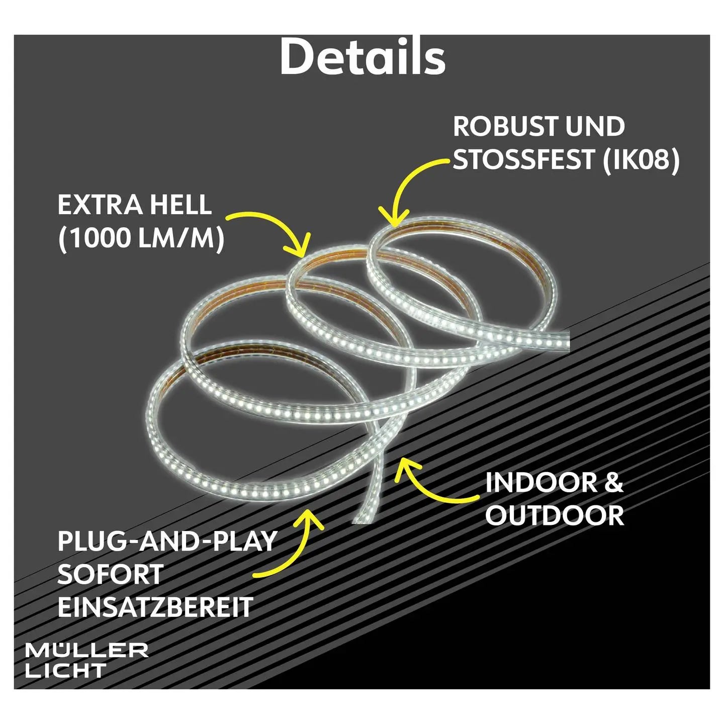 B-Ware Müller Licht Led Streifen Band Power Stripe Warmweiß Flexibel Innen Außen 25 M - 4018412702111