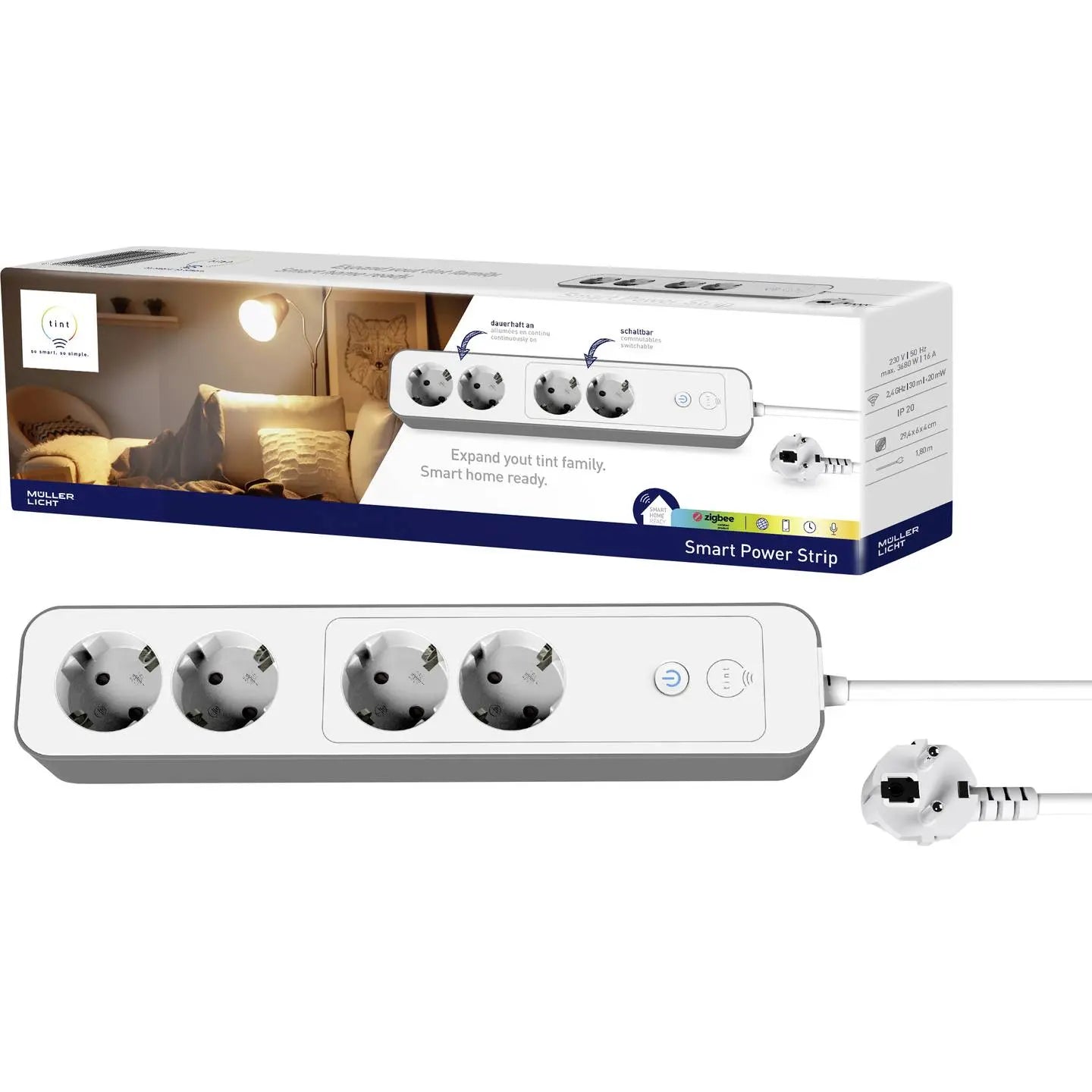 B-Ware Müller Licht Tint Steckdosenleiste Mehrfachsteckdose Smart Power Zigbee 4fach - 4018412673466