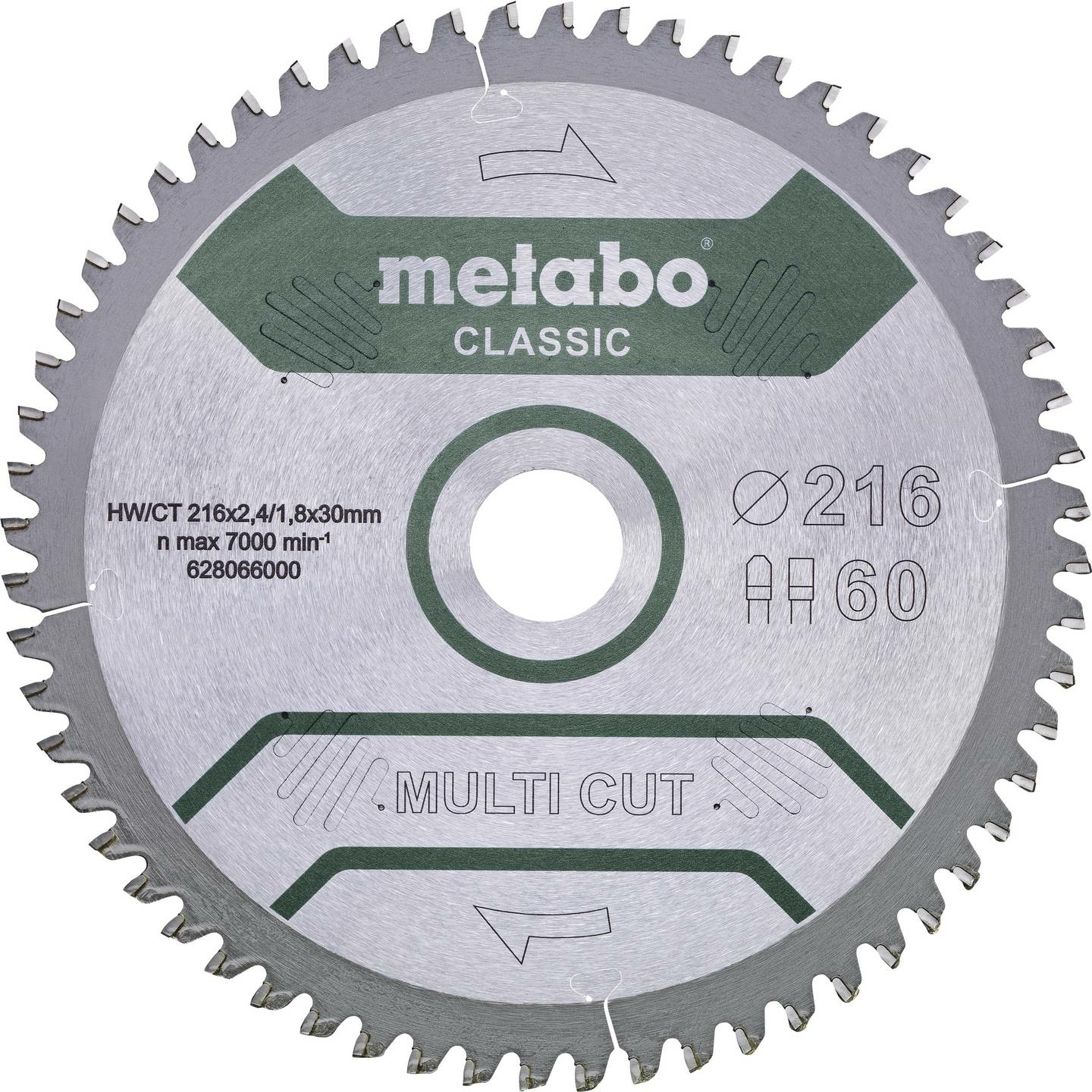 Metabo Multi Cut Classic 628655000 Kreissägeblatt 216x30x1.8mm Zähneanzahl 60 B-Ware - 4061792173439