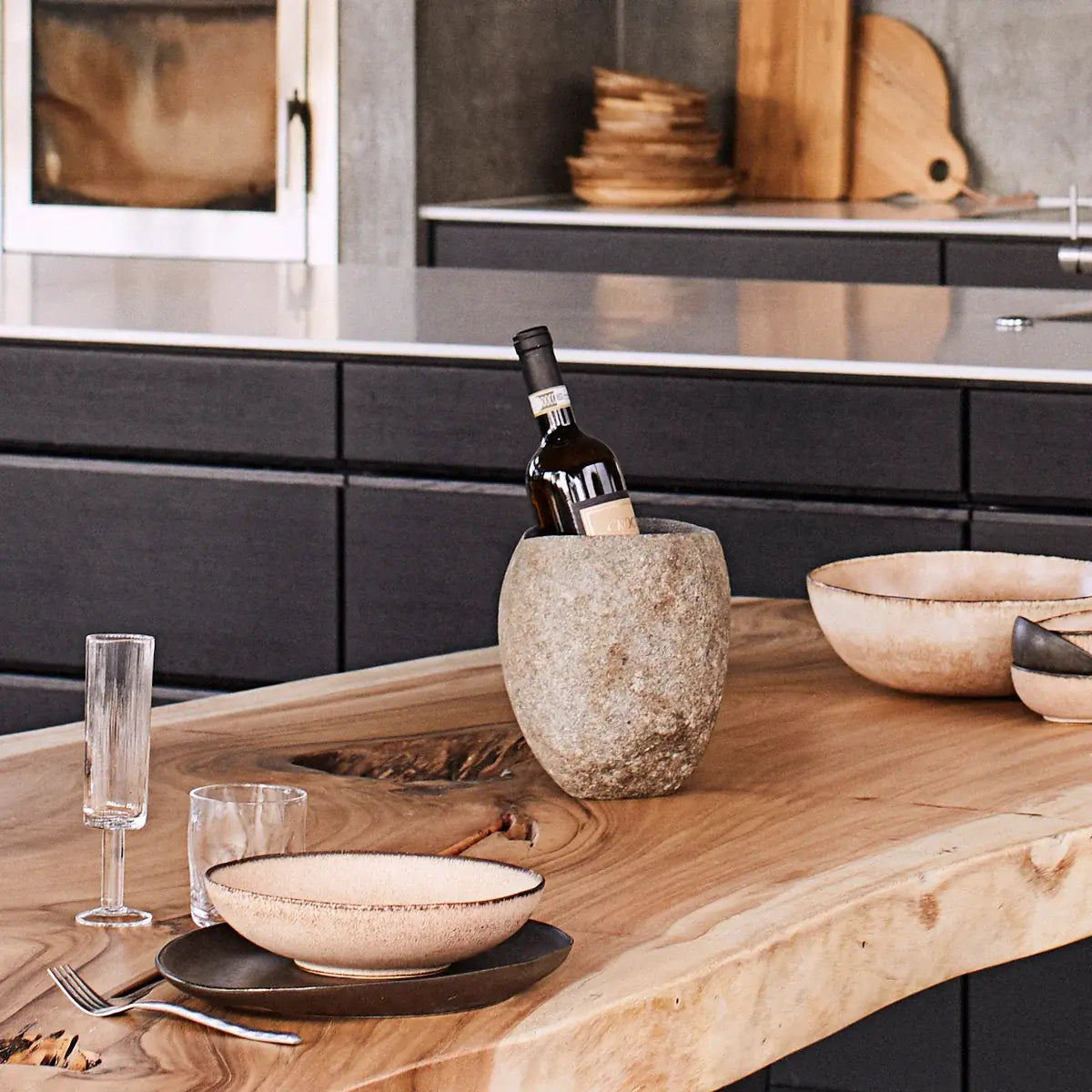 B-Ware Muubs Weinkühler Flaschenkühler Wein Valley Grau Natur Tischaccessoire Steinzeug - 5711973034972