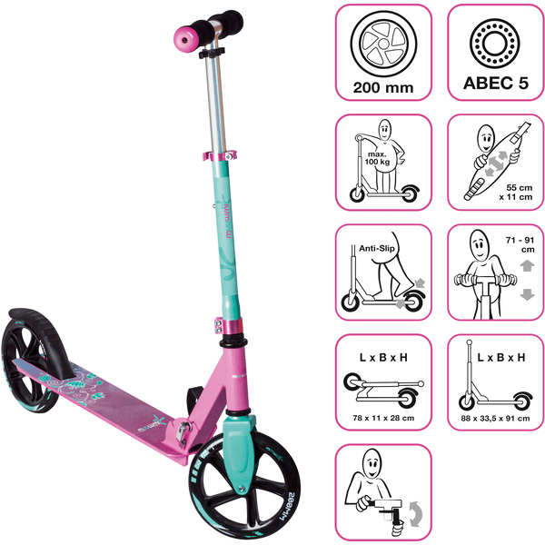 muuwmi Aluminium Scooter Roller Tretroller Kinderroller Kinder-Scooter pink929 - 4260341185743