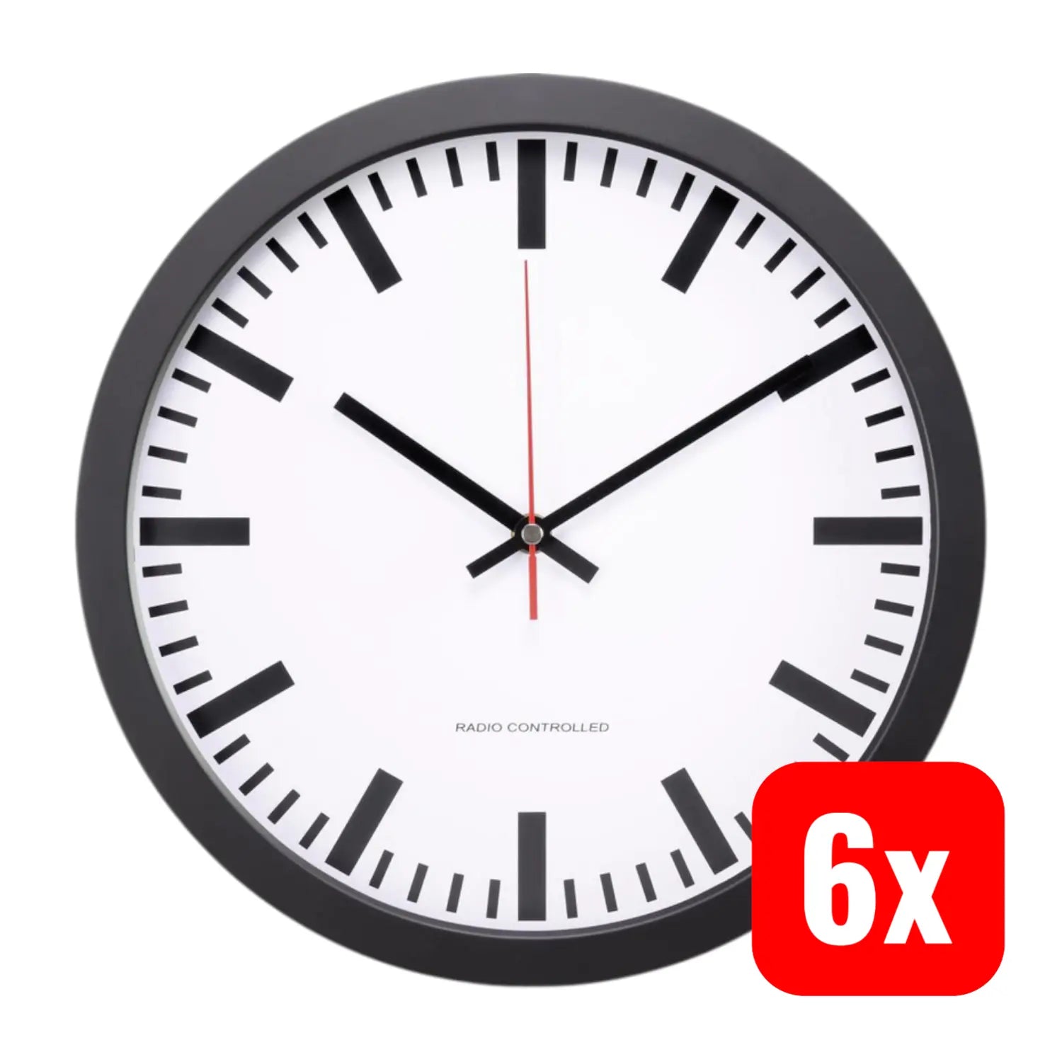 B-Ware Cemon Mxp301201 Funk Wanduhr Uhr Funkuhr Analoguhr 300 X 45 Mm Schwarz 6 Stück - 4064161202433