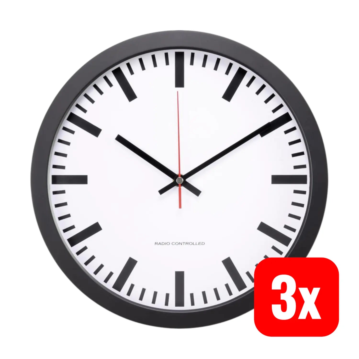 B-Ware Cemon Mxp301201 Funk Wanduhr Uhr Funkuhr Analoguhr 300 X 45 Mm Schwarz 3 Stück - 4064161202433