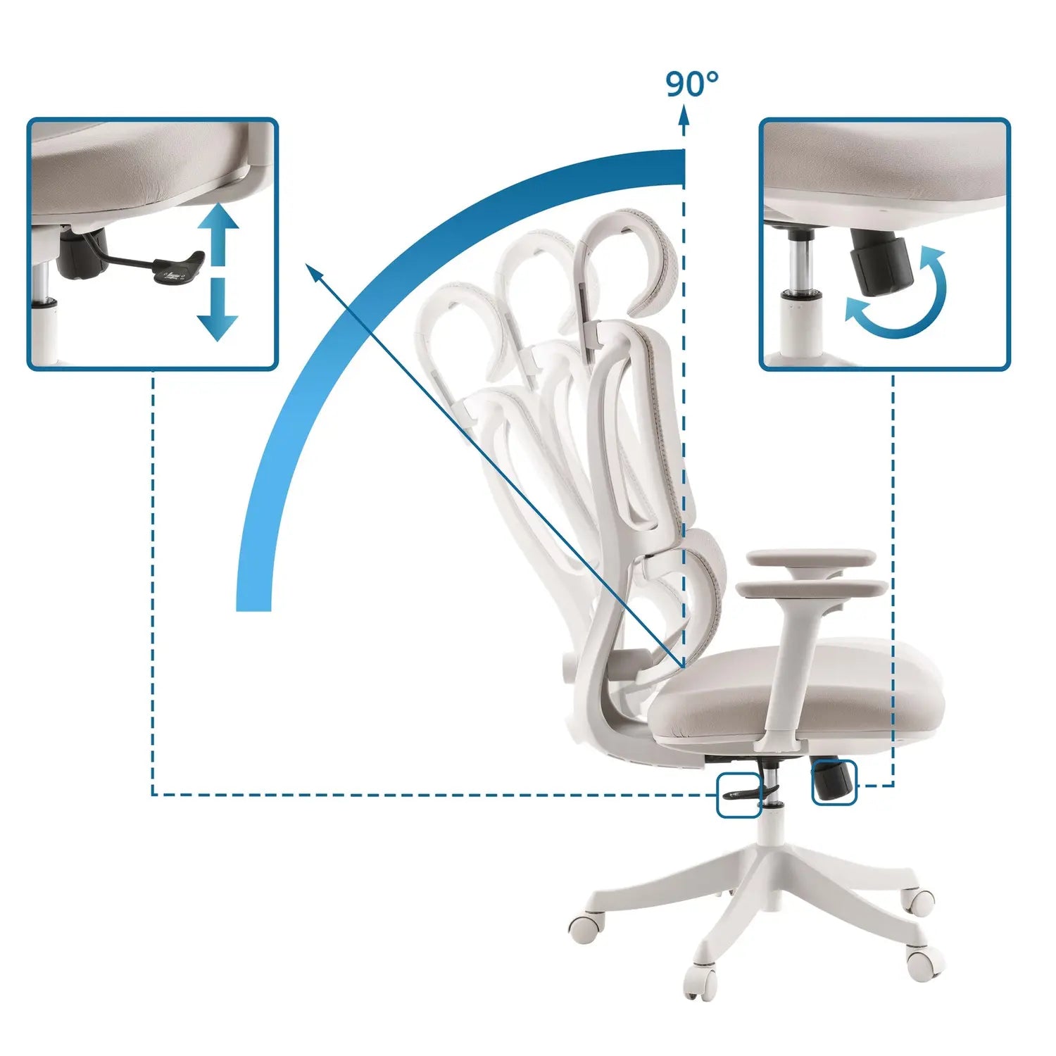 B-Ware My Buero Bürostuhl Drehstuhl Ergomy Stuhl 3 D Netzstoff Sitz Stoff Beige724 - 4064323108214