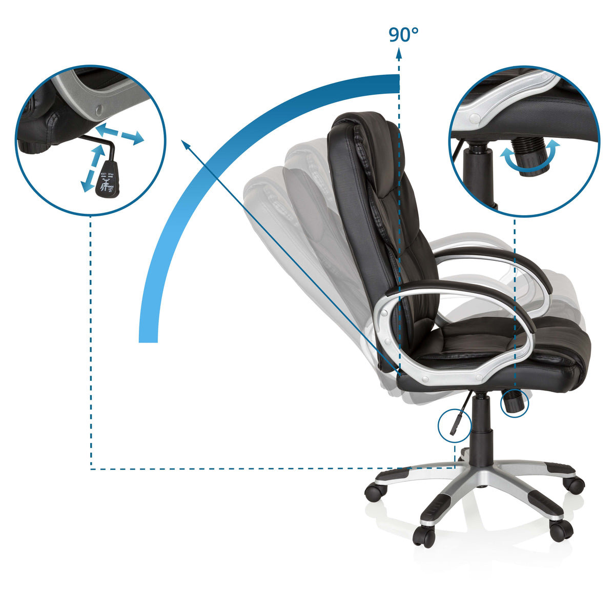 MyBuero Chefsessel RELAX BY155 Stuhl Bürostuhl Schreibtischstuhl Sessel schwarz - 4251084659332