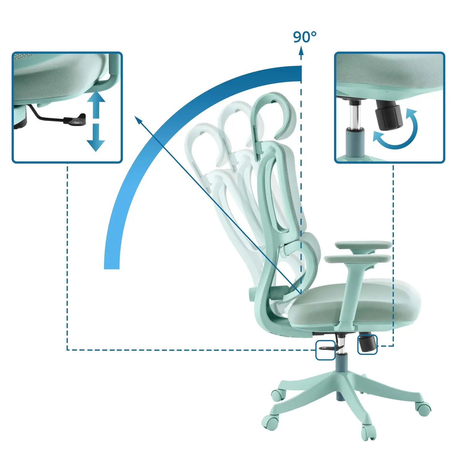 B-Ware My Buero Drehstuhl Bürostuhl Stuhl Ergomy Colore Stoff 3 D Netz Türkis Siehe Text - 4064323108221