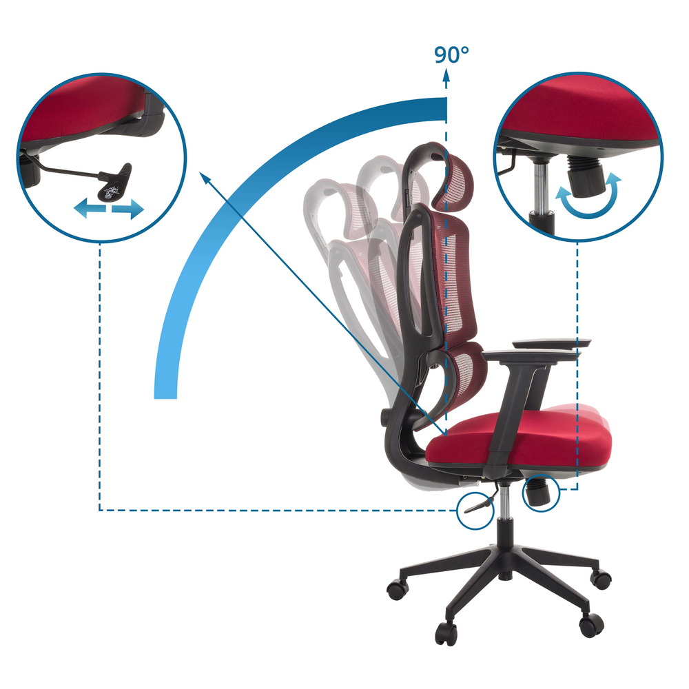 B-Ware My Buero Bürostuhl Drehstuhl Chefsessel Home Office Netzstoff Stoff Rot - 4064323037200