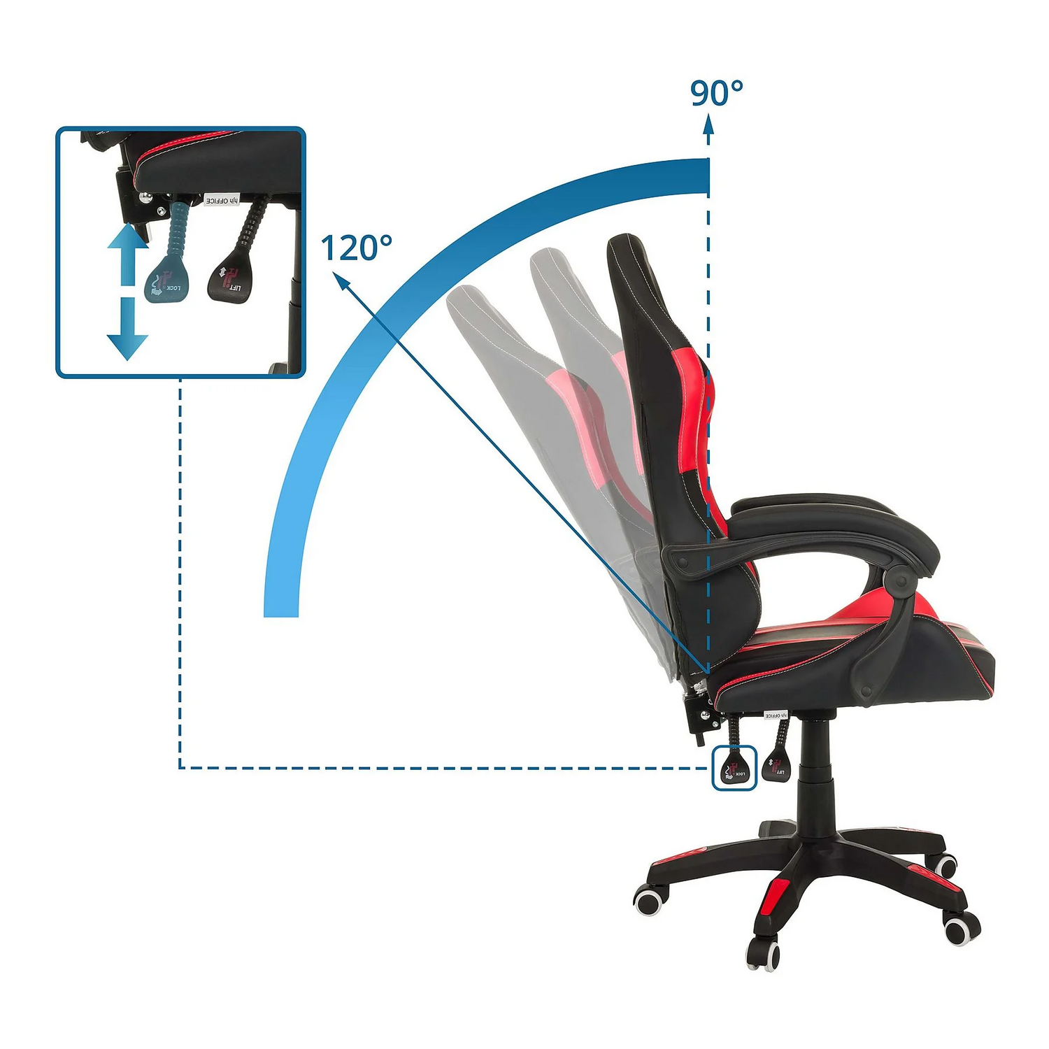 B-Ware My Buero Gamebreaker W02 Bürostuhl Rot Höhenverstellbar Siehe Text/Foto - 4064323107552