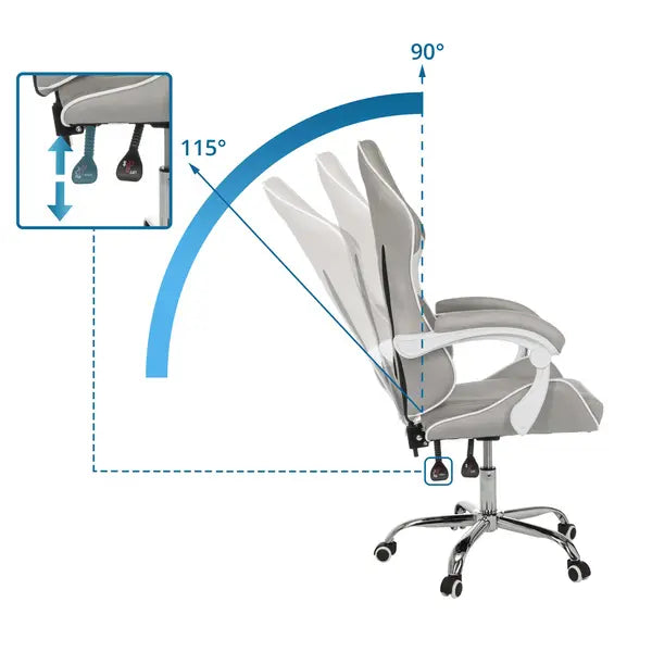 B-Ware My Buero Gaming Stuhl Bürostuhl Gamebreaker W03 Stoff Grau Weiß Ergonomisch - 4064323107538