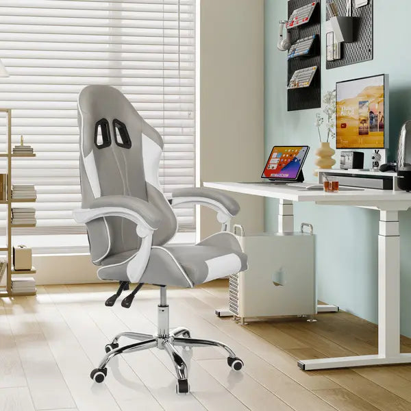 B-Ware My Buero Gaming Stuhl Bürostuhl Gamebreaker W03 Stoff Grau Weiß Ergonomisch - 4064323107538