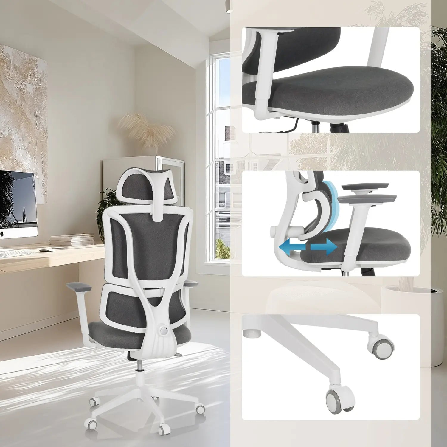 B-Ware Bürostuhl Drehstuhl My Buero Home Office Stuhl Ergomy Wf Stoff Grau Armlehnen