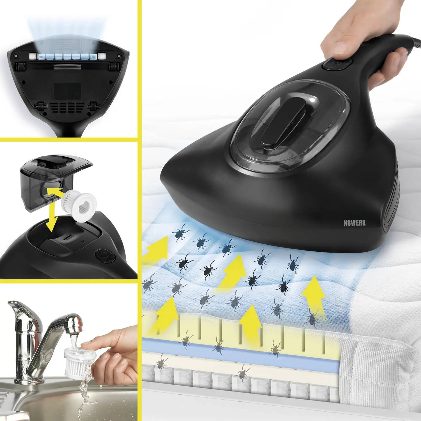 B-Ware N8 Werk Milben Handstaubsauger Milbensauger Schwarz Uvc Licht Polstermöbel - 4052926019976