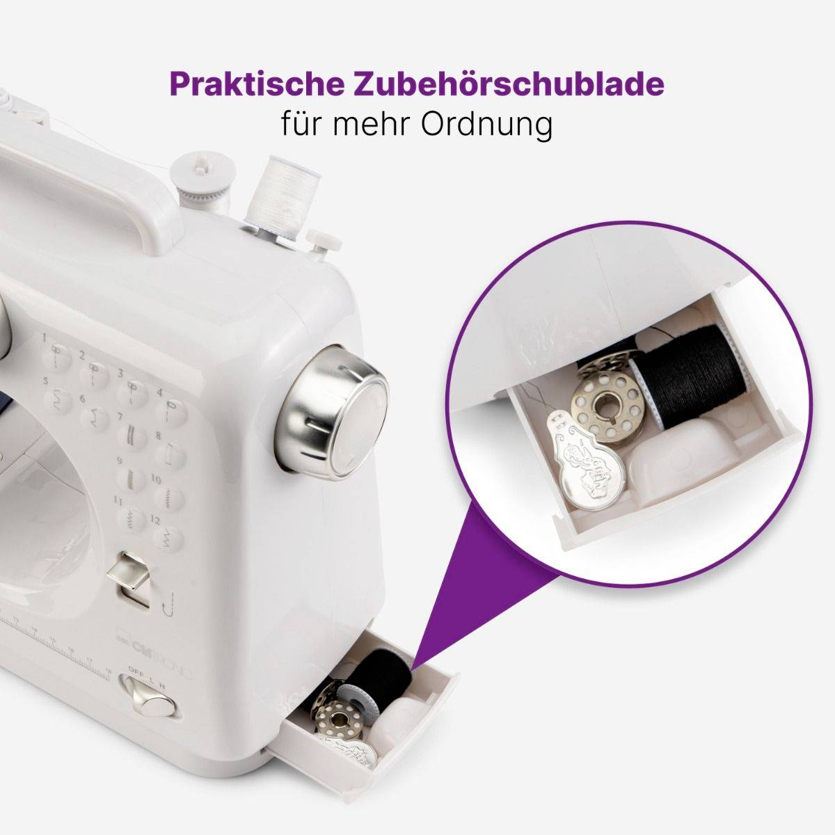 B-Ware Clatronic Handnähmaschine Nm 3795 Weiß Nähmaschine Nähgerät Siehe Text/Foto - 4006160639902