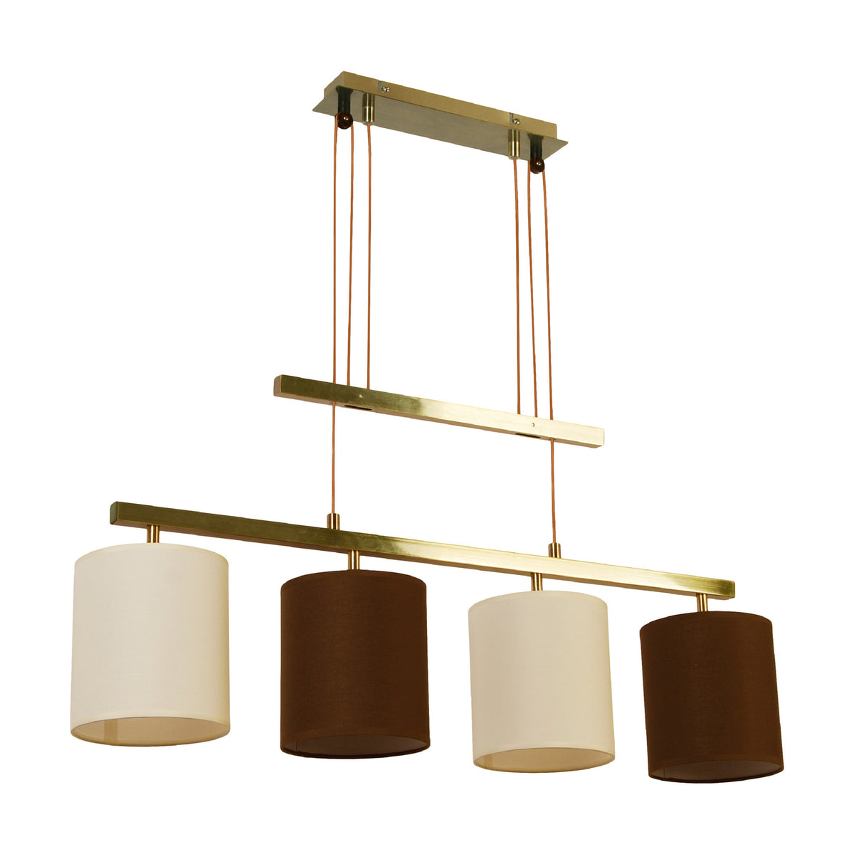 Näve Hängelampe Pendelleuchte Lampe Tilde Textilschirme 4fl braun beige messing - 4003222883976