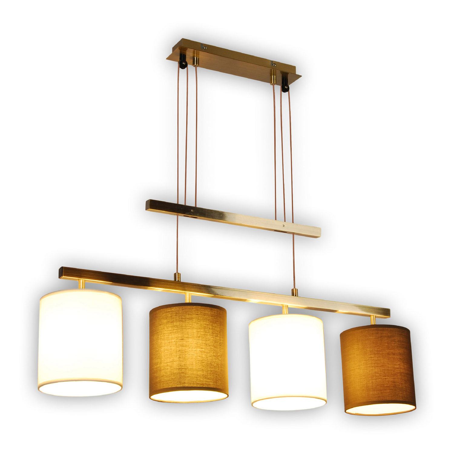 Näve Hängelampe Pendelleuchte Lampe Tilde Textilschirme 4fl Braun Beige Messing B-Ware - 4003222883976