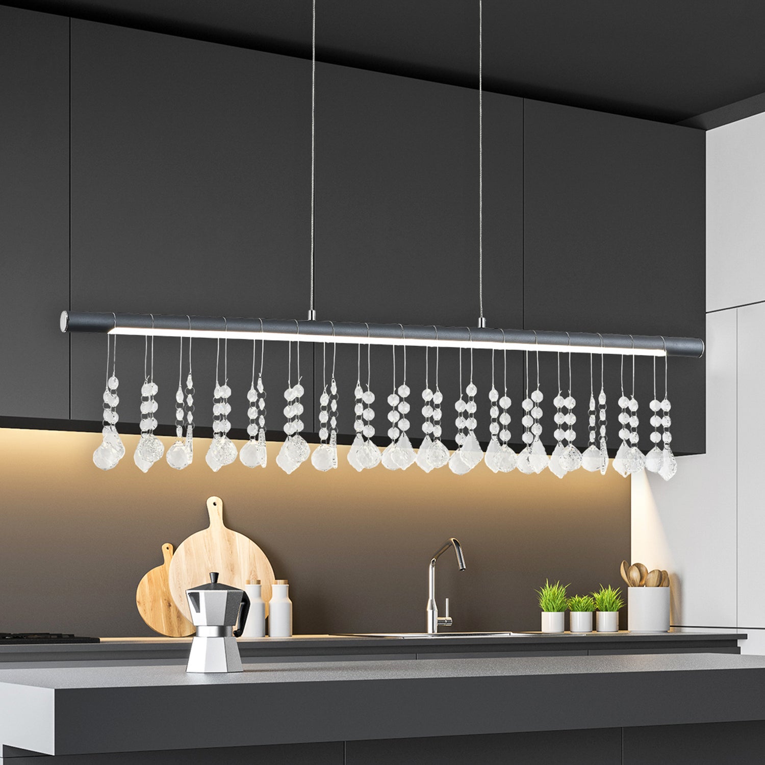 B-Ware Näve Pendelleuchte Hängelampe Nobilis Led Leuchte Dimmbar Dunkelgrau 100 Cm 24 W - 4003222885567