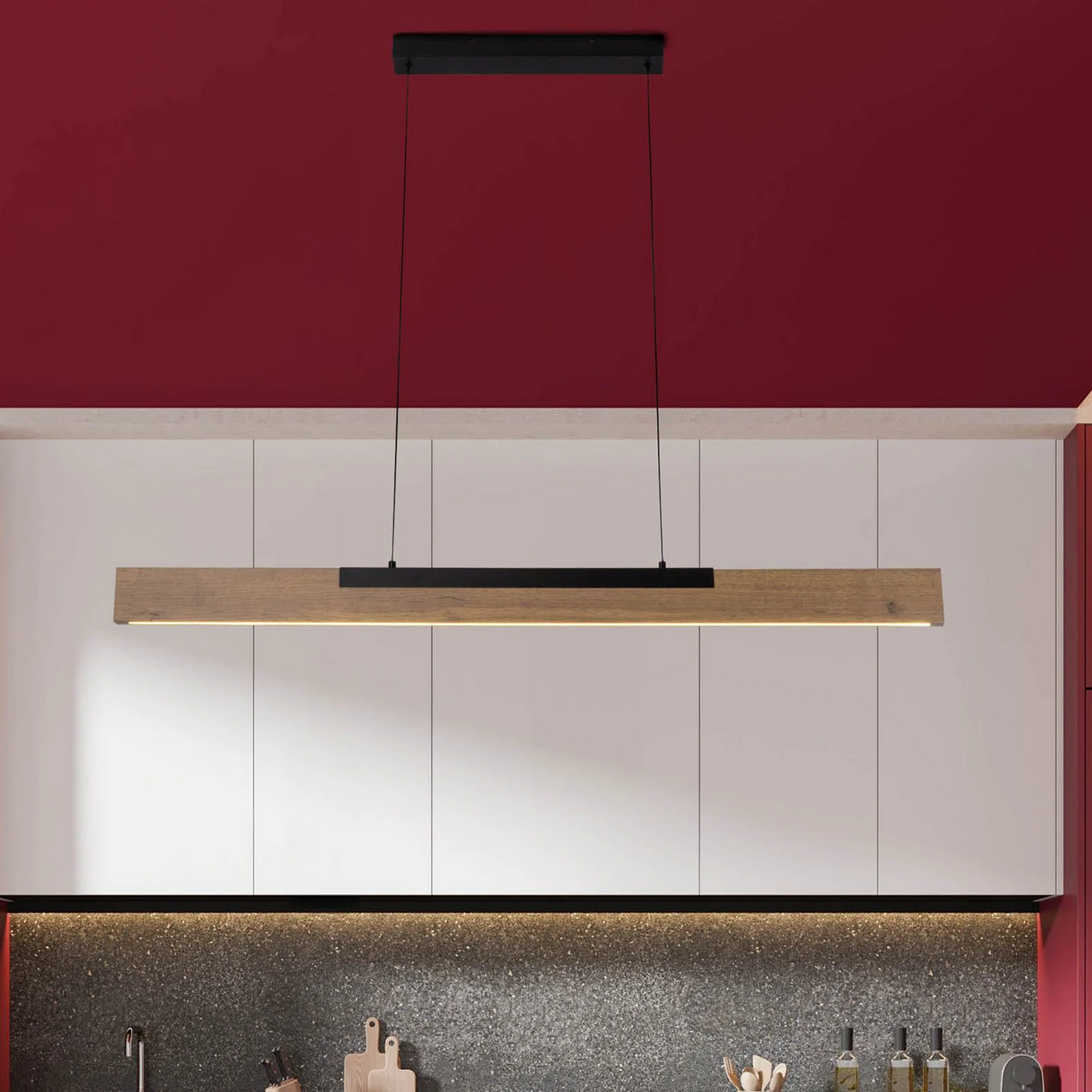 B-Ware Näve Led Hängeleuchte Wilma Pendelleuchte Hängelampe Holz Länge 122 Cm Dimm577