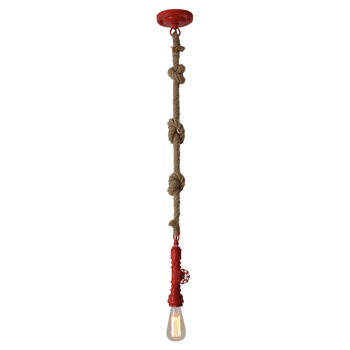 Näve Pendelleuchte Hängelampe Vintage Hanfseil Metall hellbraun rot E27 dimmbar - 4003222849927