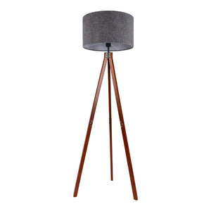 B-Ware Näve Stehlampe Standleuchte Lampe Holz grau Dreibein Textilschirm E14 Schalter