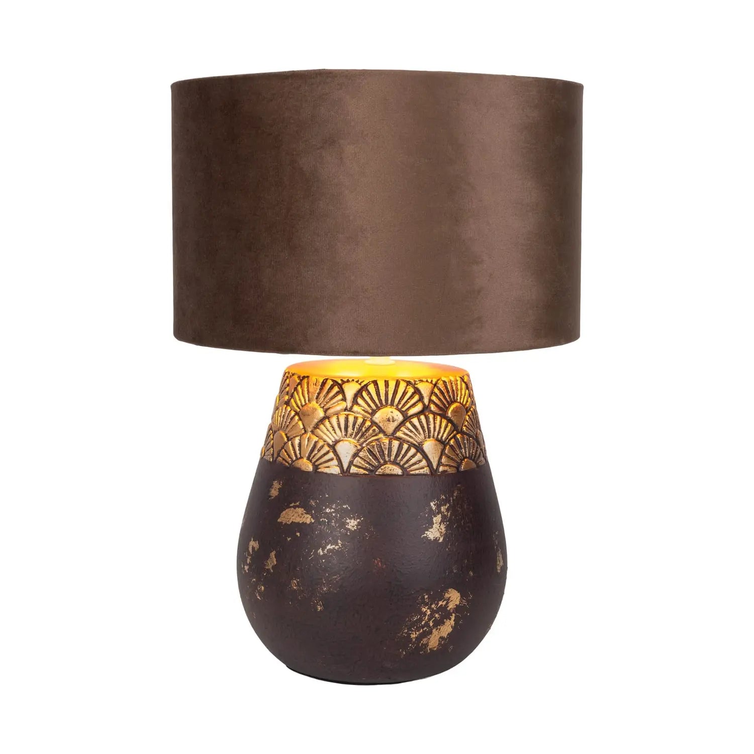 B-Ware Näve Tischleuchte Tischlampe Bronco Keramik Kunstleder Braun E27 Led Höhe 39 Cm - 4003222892503