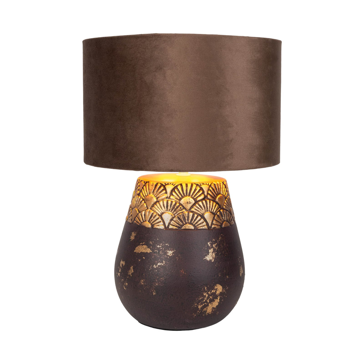 Näve Tischleuchte Tischlampe Bronco Keramik Kunstleder braun E27 LED Höhe 39 cm - 4003222892503