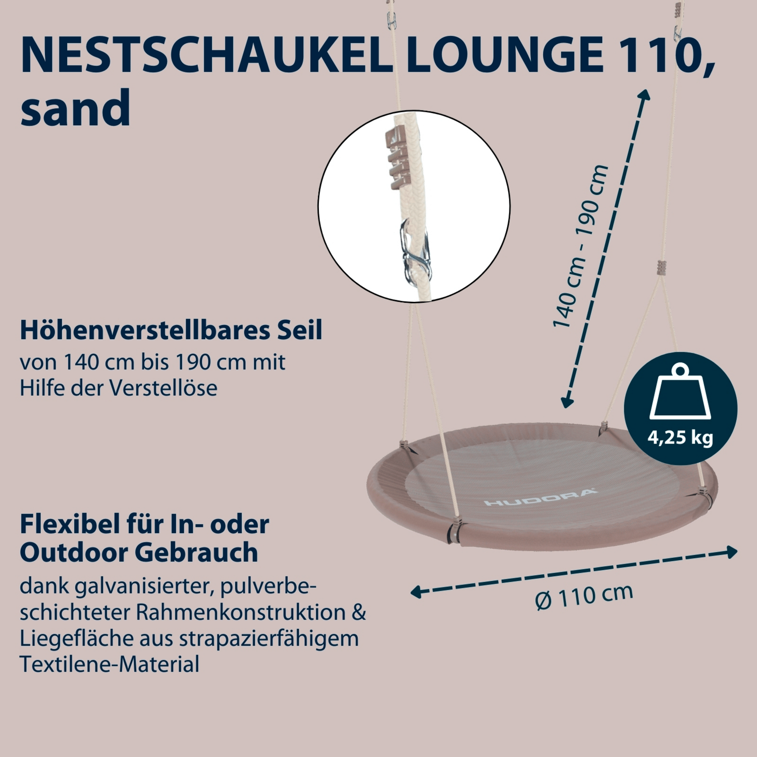 B-Ware Hudora Lounge 110 Nestschaukel Tellerschaukel Schaukel Kinderschaukel898