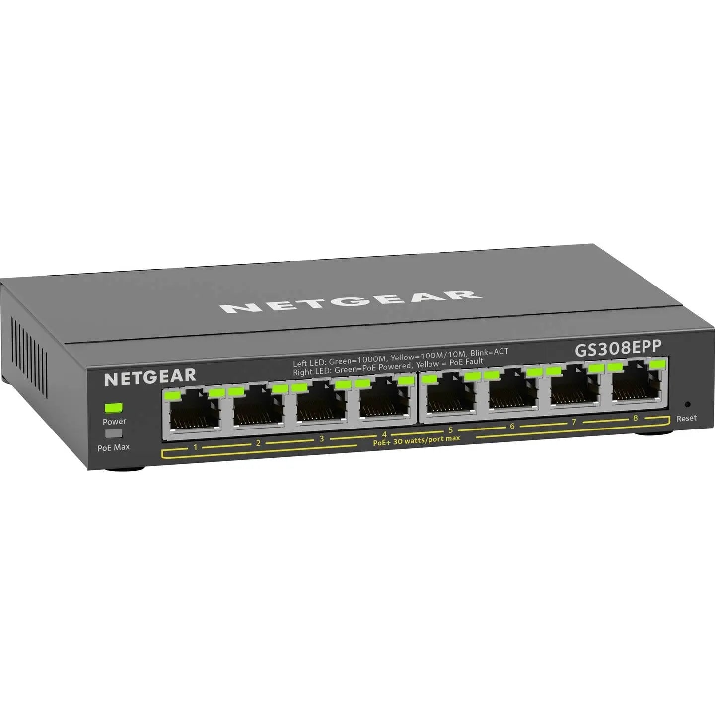 B-Ware Netgear Netzwerk Switch Verteiler Gs308 Ep Schwarz 8 Port Po E Plus Managed 62 W - 606449153040