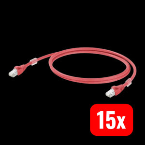 B-Ware Weidmüller Patchkabel Netzwerkkabel Rj45 Cat 6a Sftp Rot 0,5 M Kupfer 15 Stück