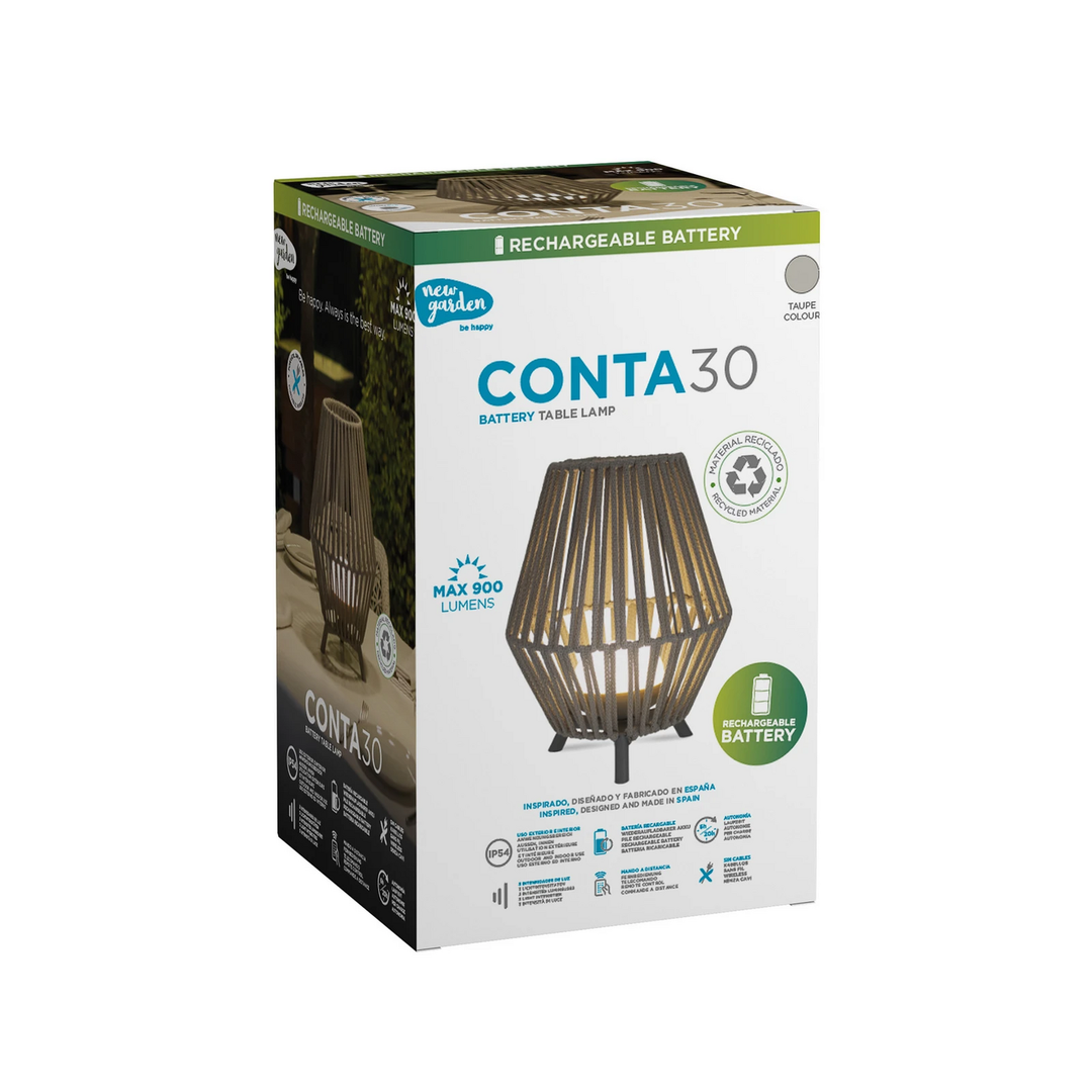 Newgarden Conta Led Akku Tischlampe Leuchte Lampe Taupe 32cm Akku Licht Spot B-Ware - 8435578509402