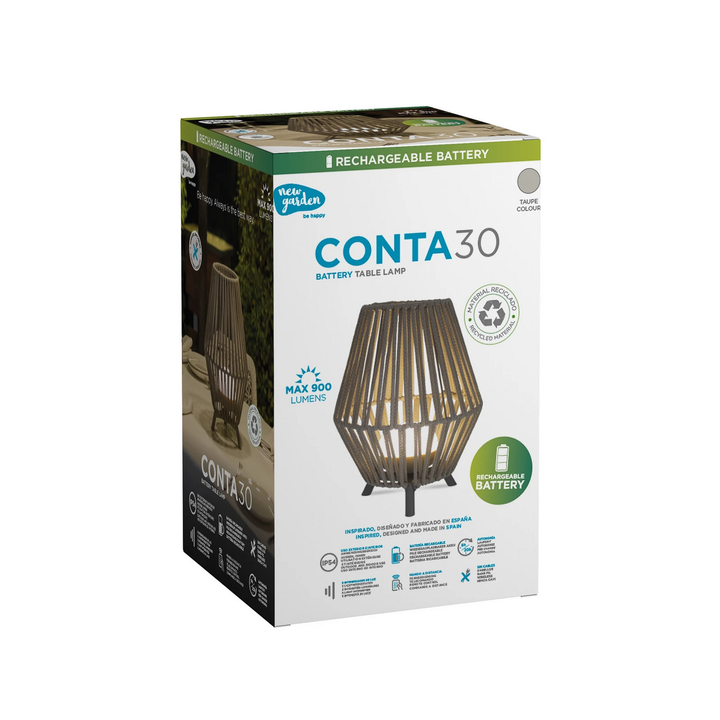 Newgarden Conta Led Akku Tischlampe Leuchte Lampe Taupe 32cm Akku Licht Spot B-Ware - 8435578509402