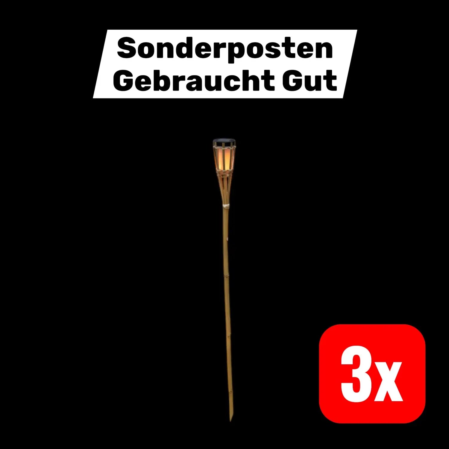 B-Ware Newgarden Hiama Gartenfackel Solarlampe Led Bambus Holz Warmweiß 3 Stück - 8435578506906