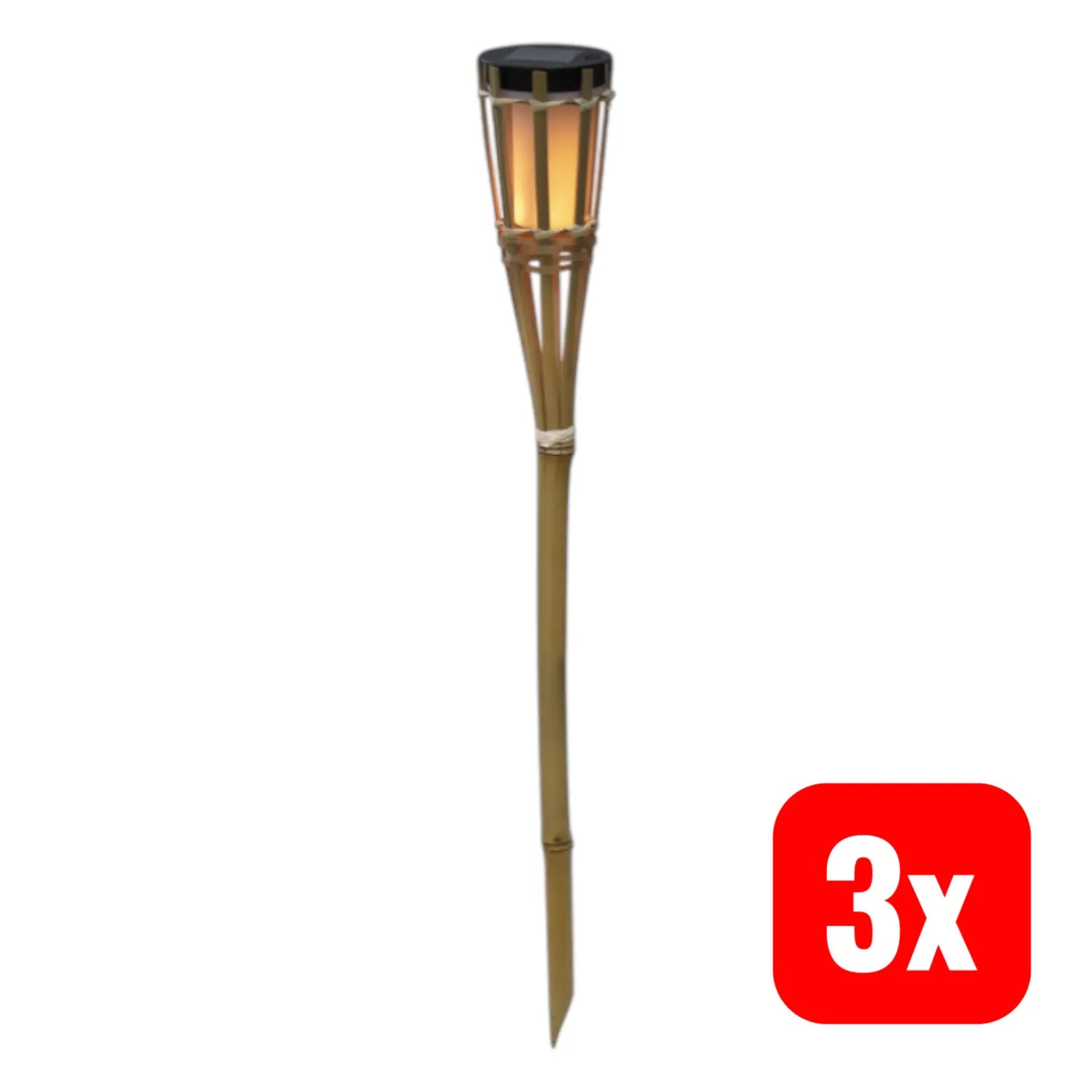 B-Ware Newgarden Hiama Gartenfackel Solarlampe Led Bambus Warmweiß Ip44 Schalter 3 Stk - 8435578506906
