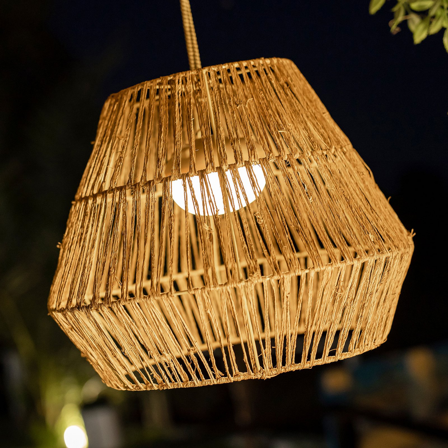 Newgarden Sisine Led Hängeleuchte Mit Akku Naturfaser Hängelampe Gartenlampe 128 B-Ware