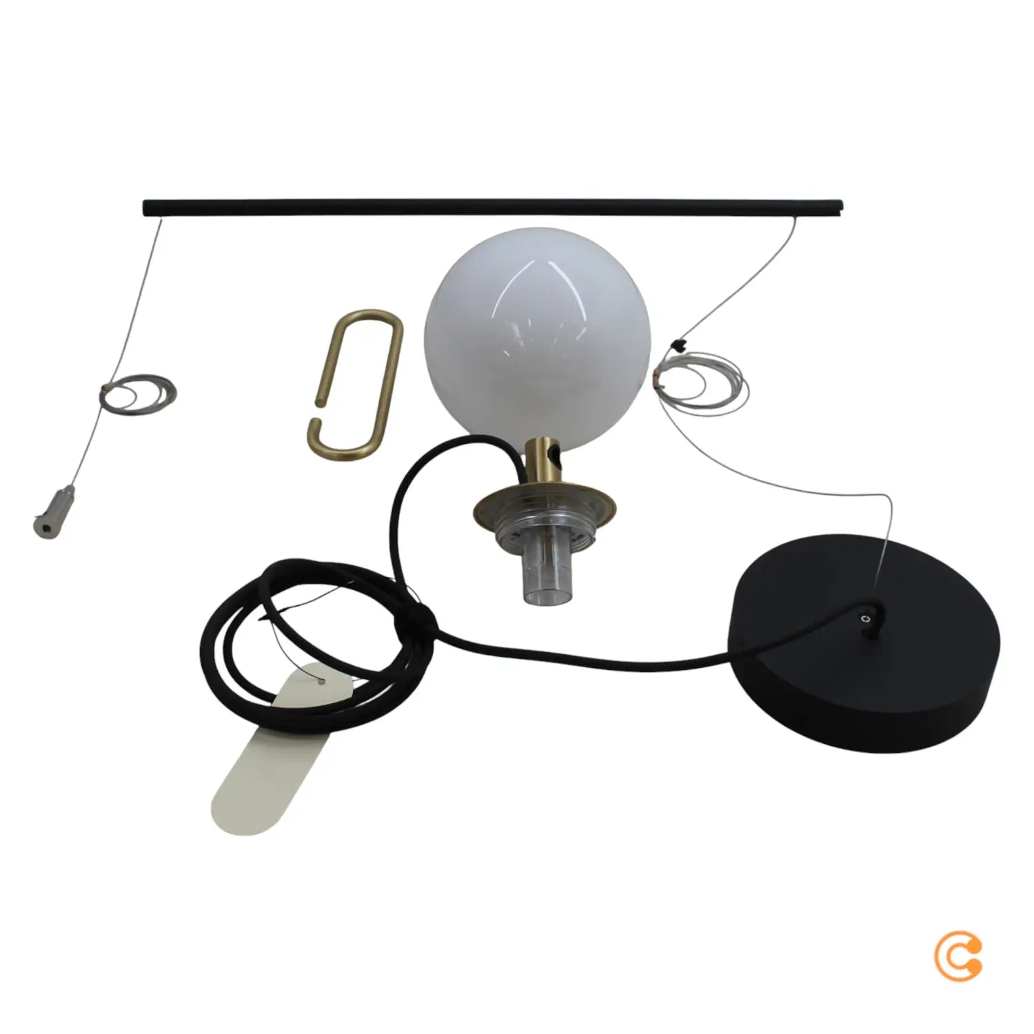 B-Ware Pendelleuchte Hängeleuchte Nh S1 14 Kugel Messing Weiß Satiniert Glas Lampe - 8052993059215