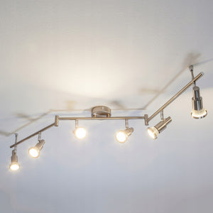 B-Ware Lindby Nickelfarbene LED-Deckenlampe Aron 6-fl Deckenlampe Deckenstrahler GU10