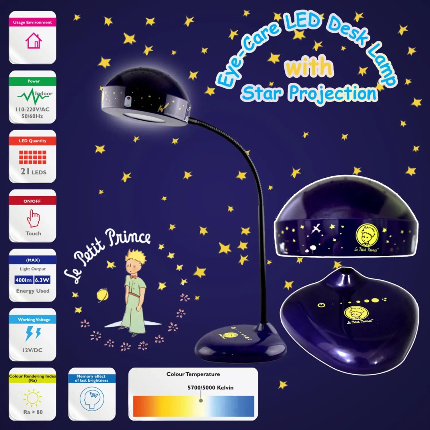 B-Ware Niermann Standby Schreibtischlampe Tischleuchte Kleiner Prinz Nachtlicht Blau - 4036239002023