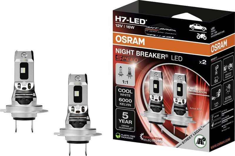 B-Ware Osram Led Leuchtmittel Night Breaker Led Speed H7 Kaltweiß 6000 Kelvin Licht - 4062172411264