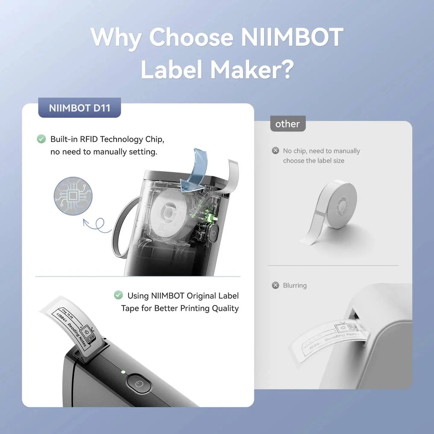 B-Ware Niimbot Etikettendrucker Beschriftungsgerät Mobildrucker D11 H Schwarz Siehe Text - 6977031212150