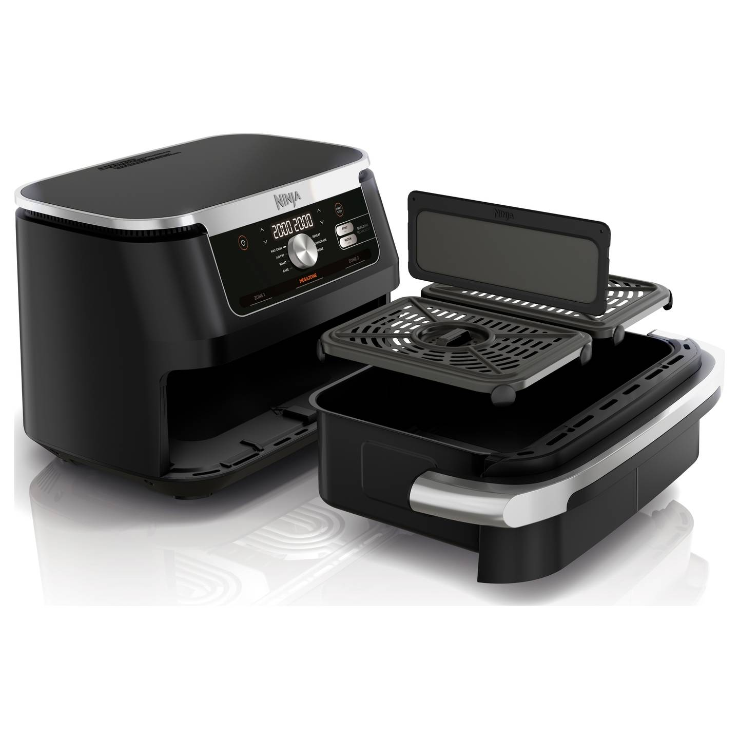 B-Ware Ninja Heißluft Fritteuse Airfryer Fritteuse 2470 W Schwarz 8 Personen Silber - 622356270373