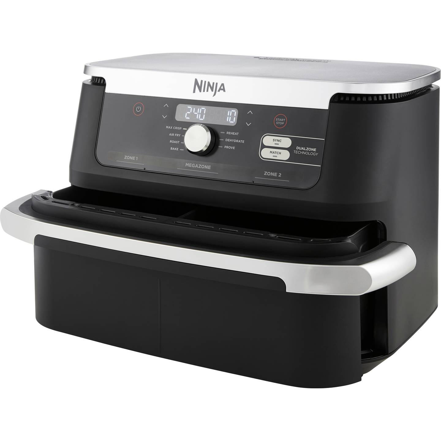 B-Ware Ninja Heißluft Fritteuse Airfryer Fritteuse 2470 W Schwarz 8 Personen Silber - 622356270373