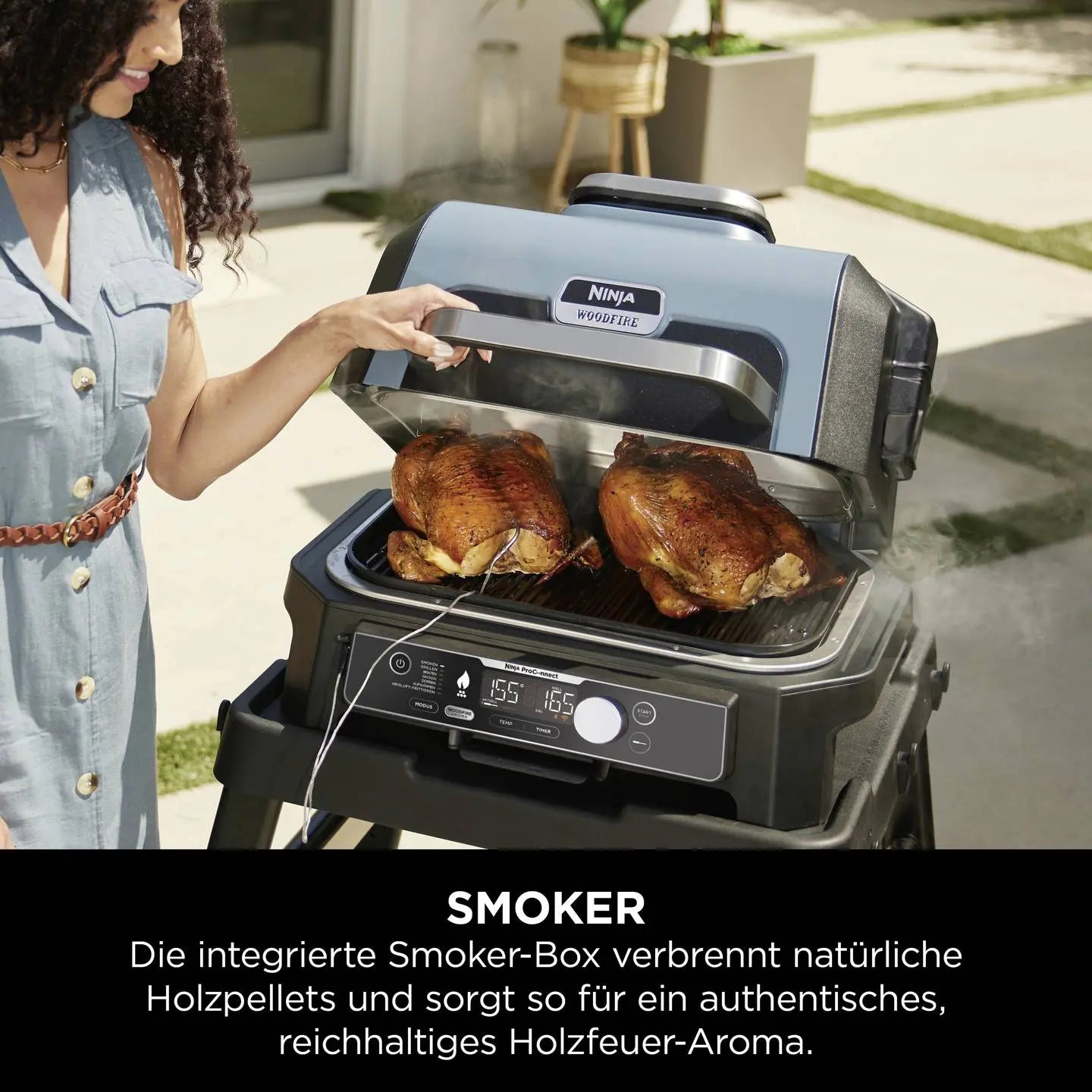 B-Ware Ninja Elektrogrill Grill Elektro Grillgerät Woodfire Pro Connect Xl Schwarz Blau - 622356276573