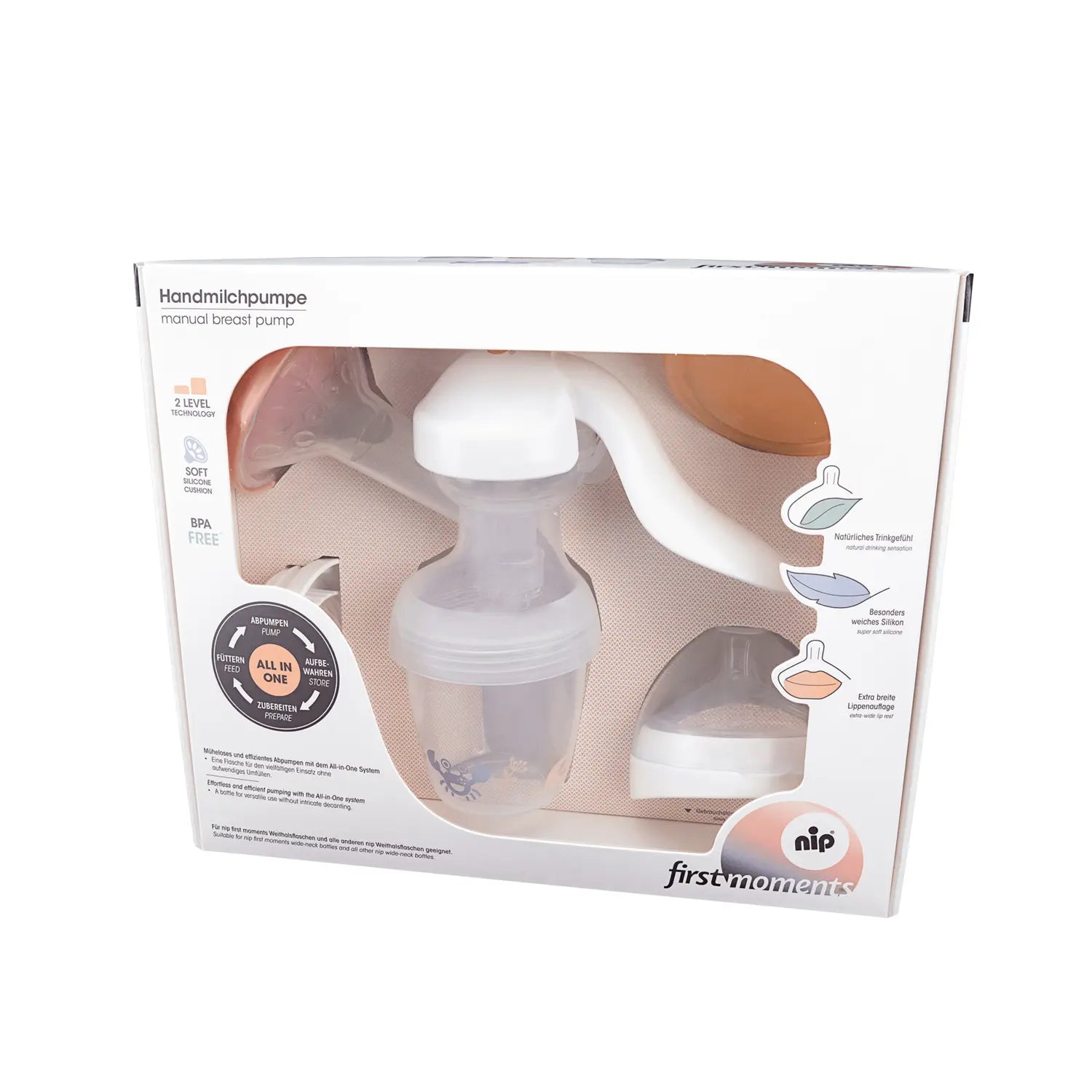 B-Ware Nip Handmilchpumpe Brustpumpe First Moments Transparent Weithalsflaschen Adapter - 4000821376014