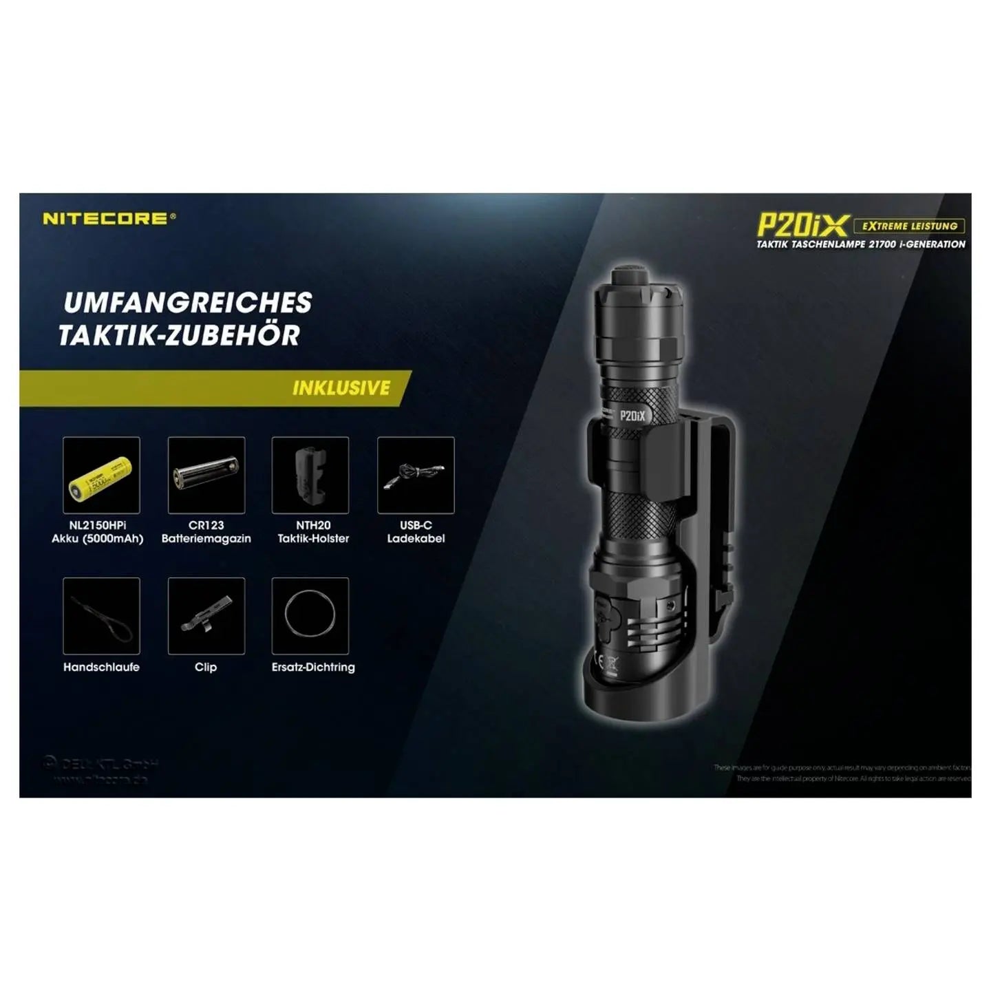 D-Ware Nitecore Taschenlampe P20i X Schwarz Led Akku Precise Serie 4000 Lm Defektware - 6952506406722